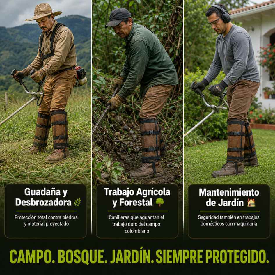 GuardPro Canilleras — protege tus piernas de piedras y ramas al guadañar sin incomodidad ni calor