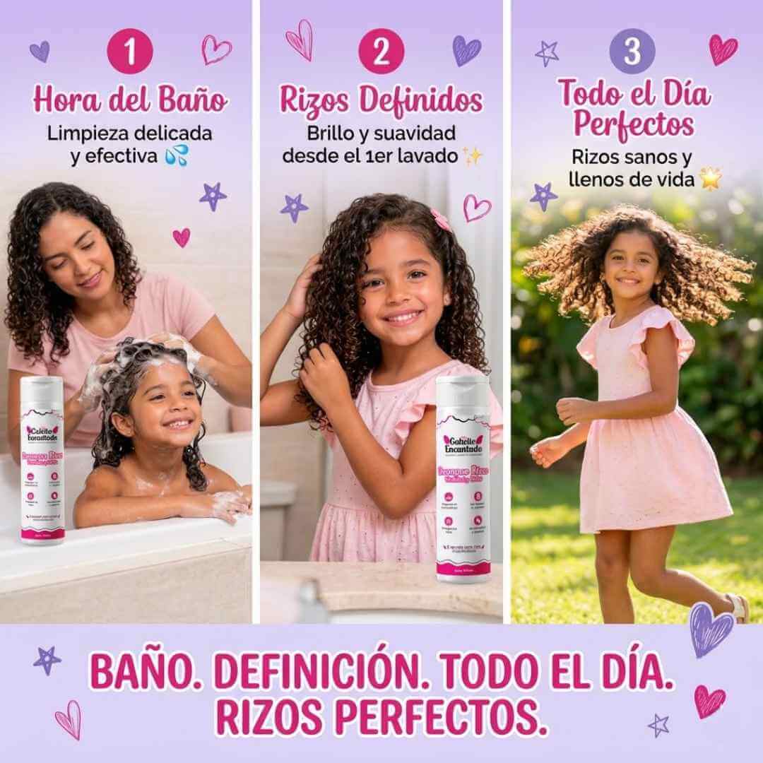 Shampoo Rizos Cabello Encantado — rizos limpios, suaves, brillantes y llenos de vida desde el primer lavado + OBSEQUIO