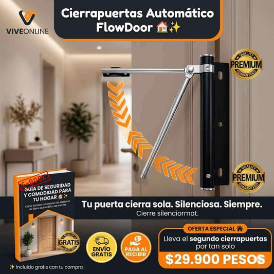 FlowDoor — cierre automático silencioso para tu puerta con instalación fácil y seguridad total + Obsequio