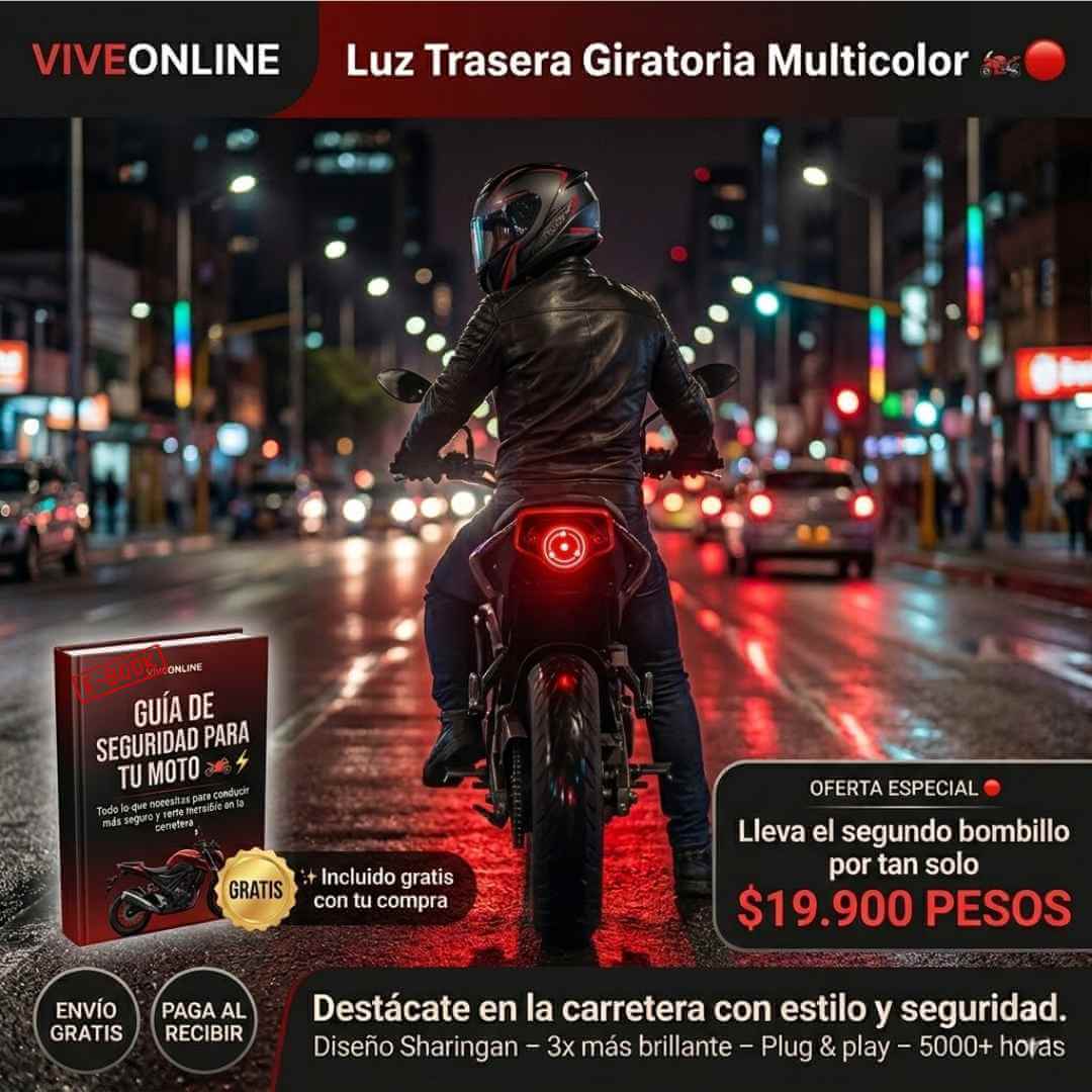 Luz Trasera LED Giratoria Multicolor para Moto — destácate en la carretera y aumenta tu seguridad con un solo accesorio