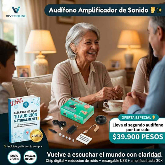 Audífono Amplificador de Sonido — vuelve a escuchar conversaciones, tv y llamadas con total claridad desde el primer día + OBSEQUIOS