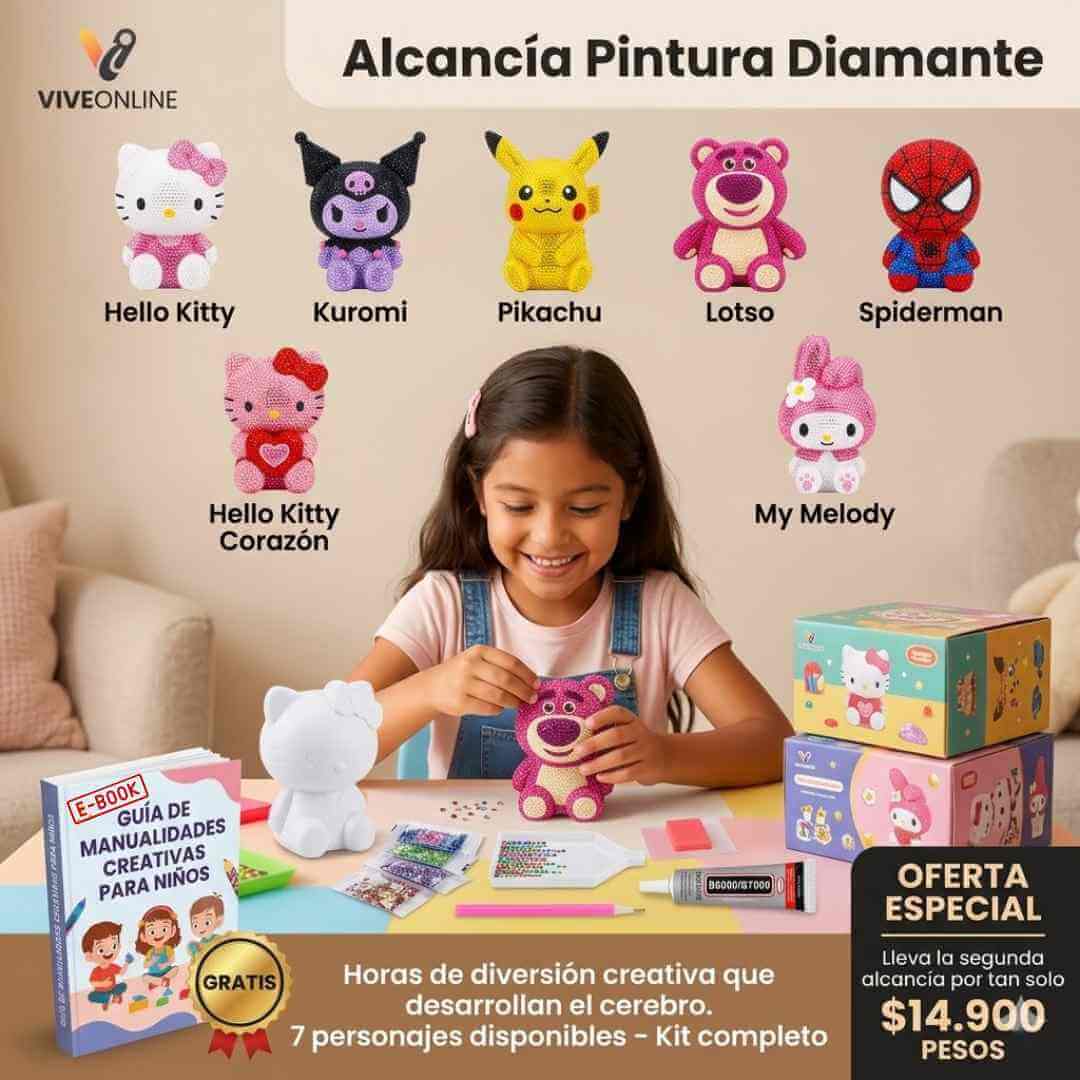 Alcancía Figura Pintura Diamante — entretiene por horas, desarrolla concentración y motricidad en niños y adultos + OBSEQUIO