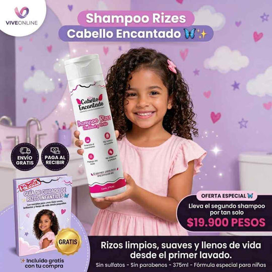 Shampoo Rizos Cabello Encantado — rizos limpios, suaves, brillantes y llenos de vida desde el primer lavado + OBSEQUIO