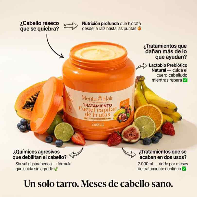Menta Hair Cóctel Frutas — repara, hidrata y devuelve vida a tu cabello seco y maltratado + Obsequio