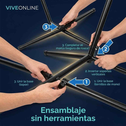 Hamaca Colombiana Portatil + Soporte Metálico - Capacidad 200kg + OBSEQUIOS