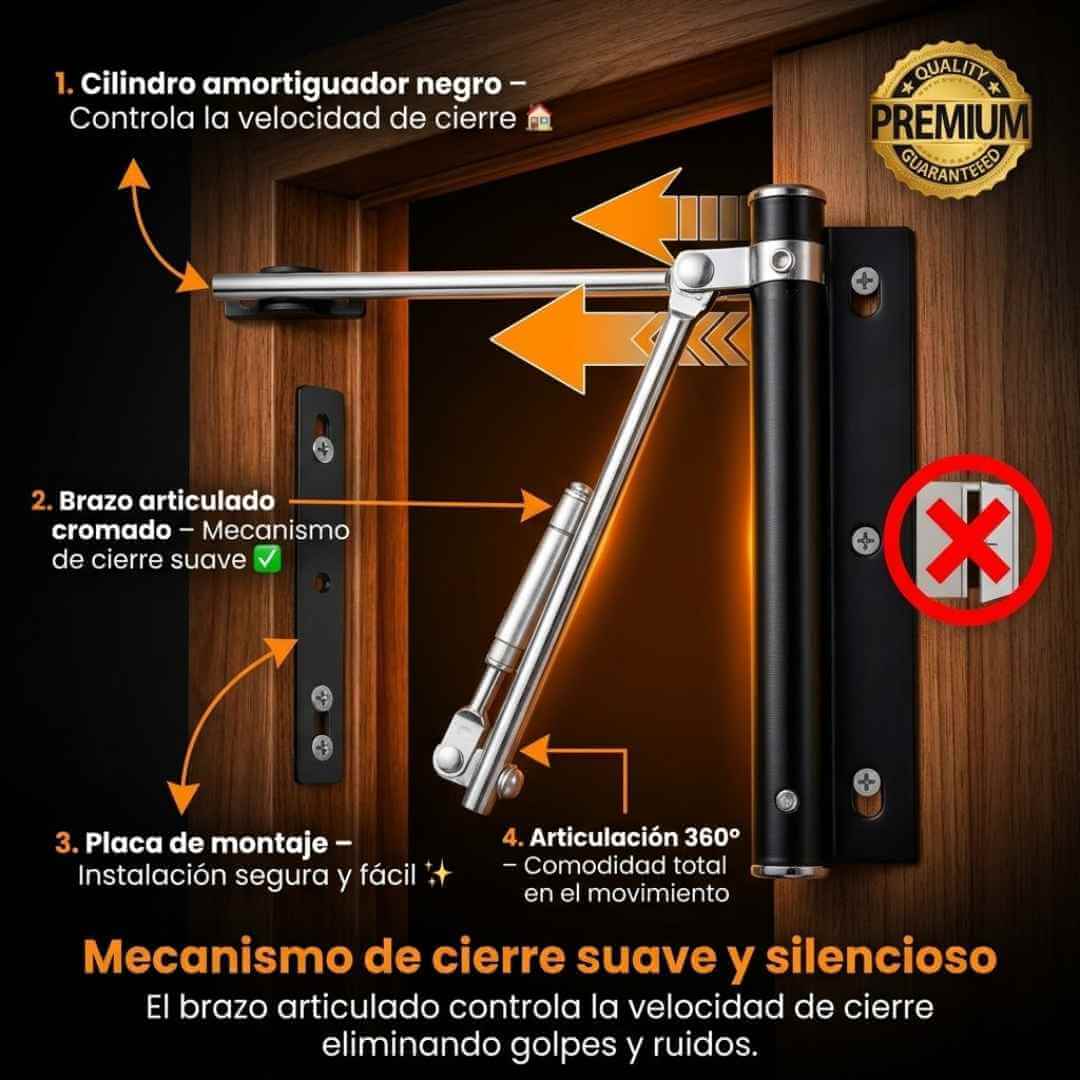 FlowDoor — cierre automático silencioso para tu puerta con instalación fácil y seguridad total + Obsequio