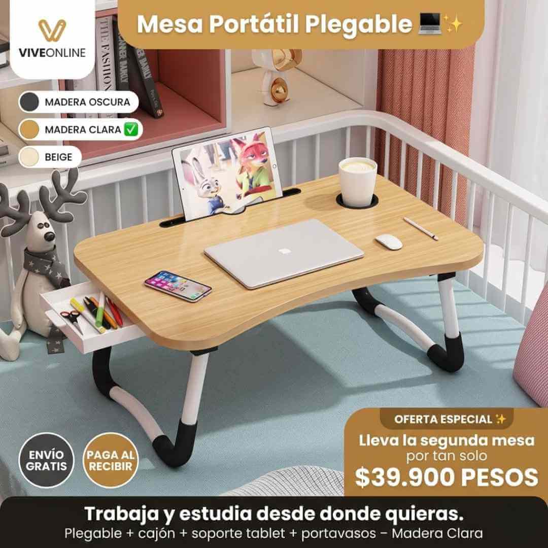 Mesa Plegable para Laptop — trabaja, estudia o ve series desde la cama con total comodidad