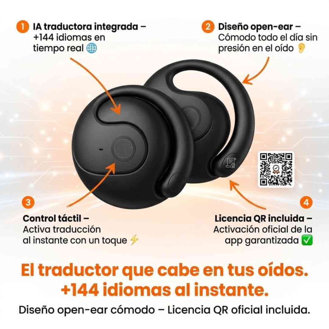 Audífonos Traductores Inteligentes +144 Idiomas – Traducción en Tiempo Real en tus Oídos + (Obsequio)