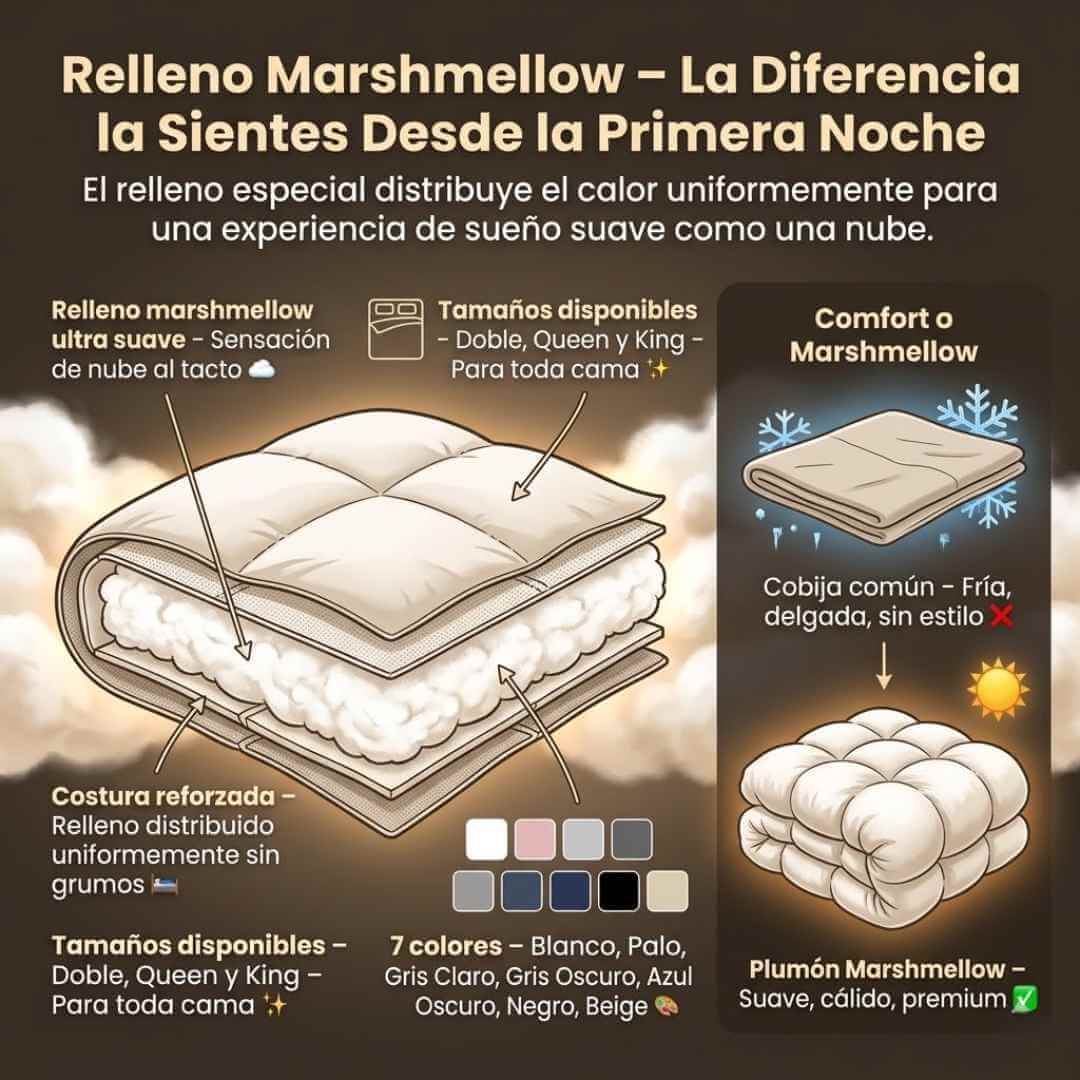 Plumón Marshmellow Premium — la cobija más suave y esponjosa que has tenido en tu vida desde la primera noche + OBSEQUIOS