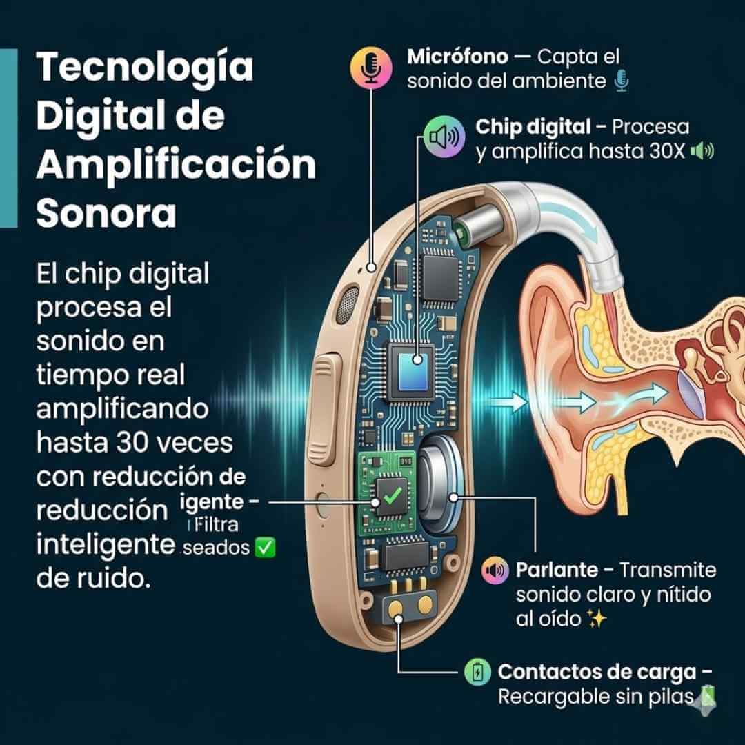 Audífono Amplificador de Sonido — vuelve a escuchar conversaciones, tv y llamadas con total claridad desde el primer día + OBSEQUIOS