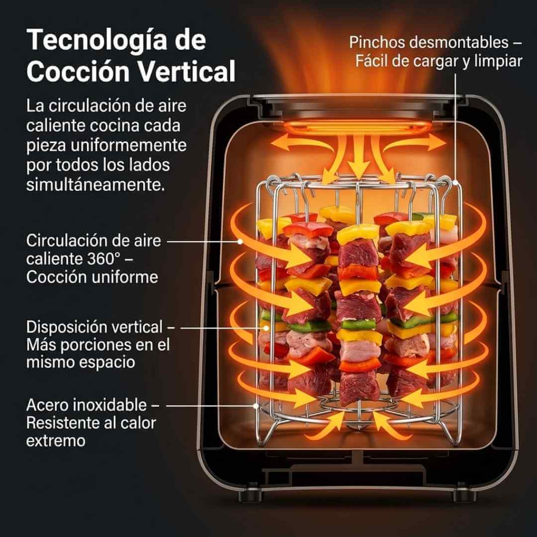 Parrilla para Air Fryer — haz pinchos, carnes y verduras a la parrilla sin carbón ni humo desde casa + OBSEQUIO