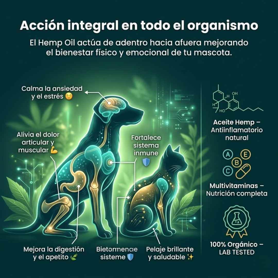 Pet Hemp Oil: El Secreto Natural para una Mascota Tranquila, Sana y Feliz + Obsequio