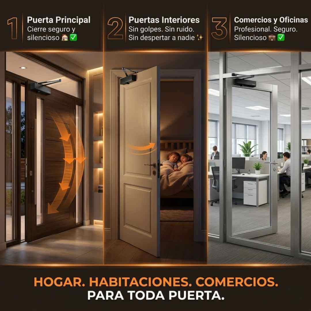 FlowDoor — cierre automático silencioso para tu puerta con instalación fácil y seguridad total + Obsequio