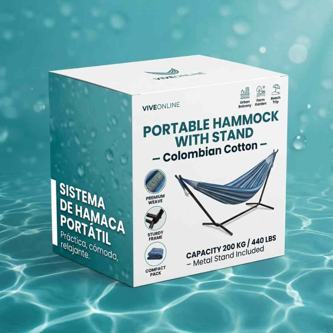 Hamaca Colombiana Portatil + Soporte Metálico - Capacidad 200kg + OBSEQUIOS