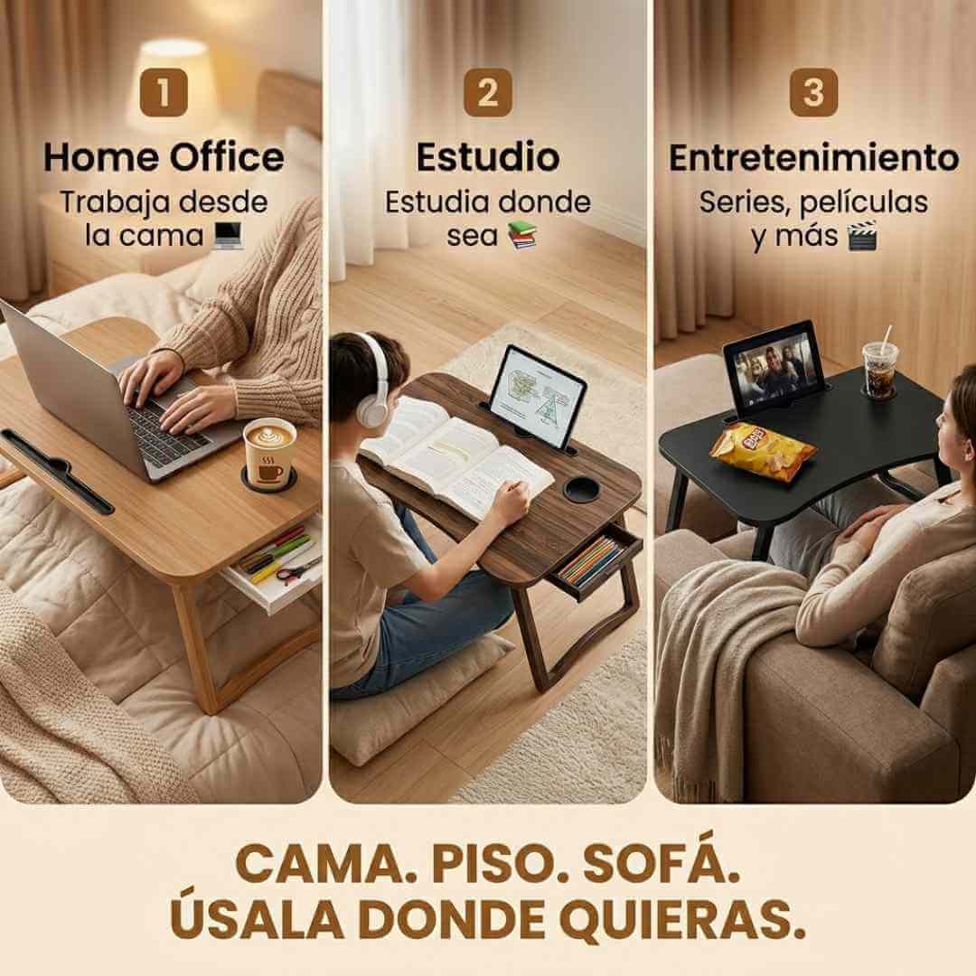 Mesa Plegable para Laptop — trabaja, estudia o ve series desde la cama con total comodidad