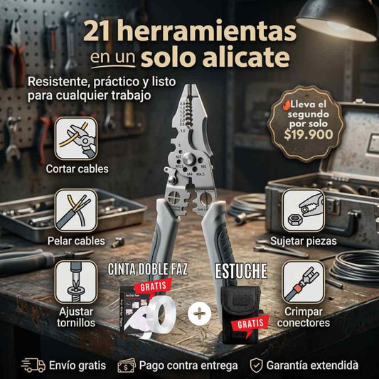 Alicate Multifuncional 21 en 1 – Todo lo que necesitas en una sola herramienta + Obsequios