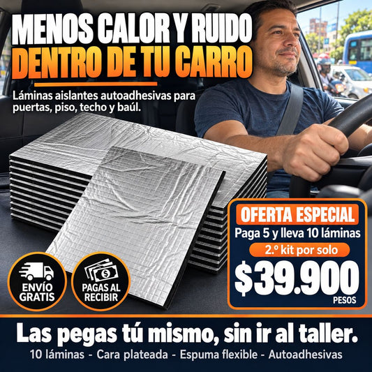 Menos calor y ruido dentro de tu carro: kit de 10 láminas aislantes autoadhesivas