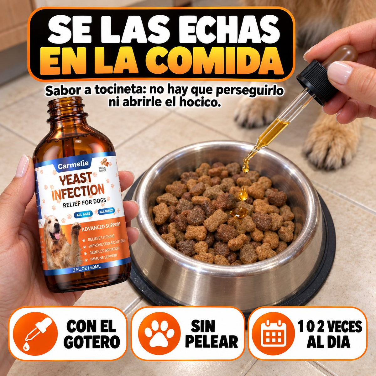 Se las echas en la comida con el gotero