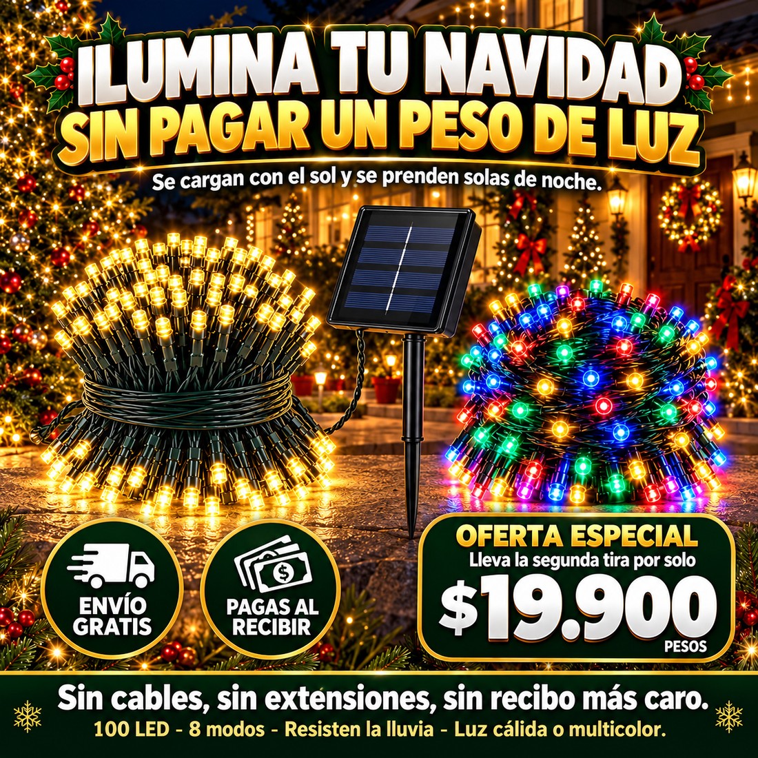 Luces solares navidenias NAVILUX: ilumina tu Navidad sin pagar un peso de luz