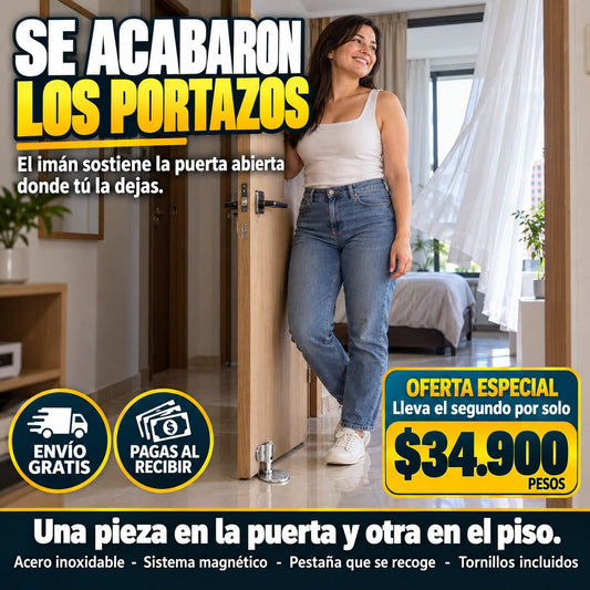 Se acabaron los portazos: tope magnetico de acero inoxidable que sostiene la puerta abierta